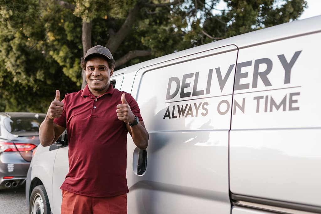 shipping and delivery driver with van