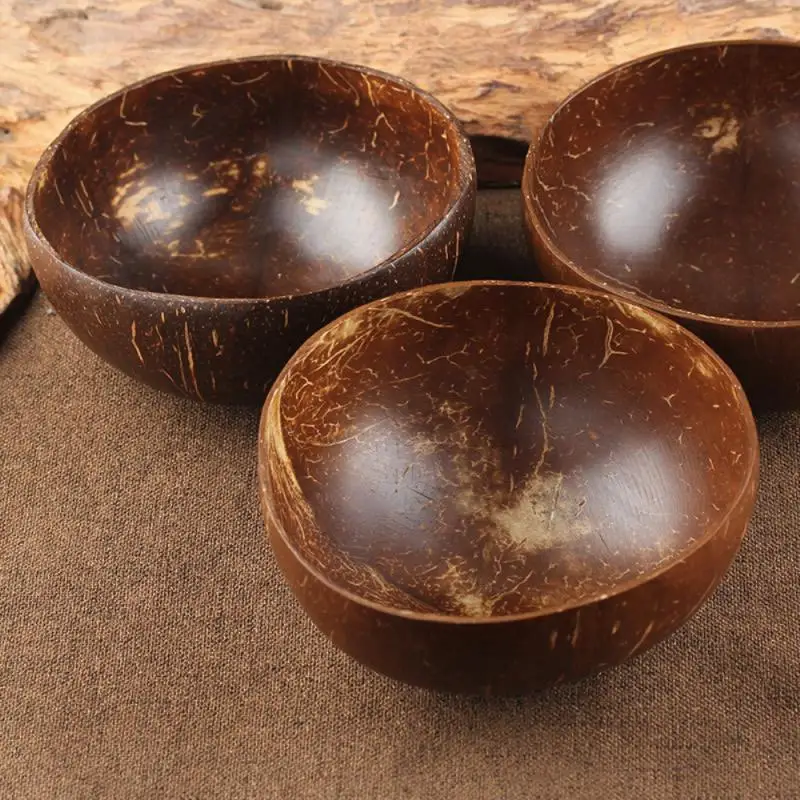 Creative Tableware Natural Coconut Bowl Fruit Salad Bowl Natural Coconut Production No Harmful Coating Tableware Creative Bowl 13